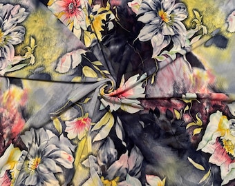 Stretch Mesh Fabric Floral Print 2 Yards