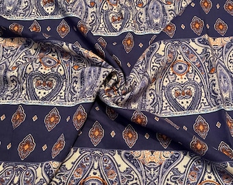 Rayon Challis Fabric Paisley Stripe Print 2 Yards