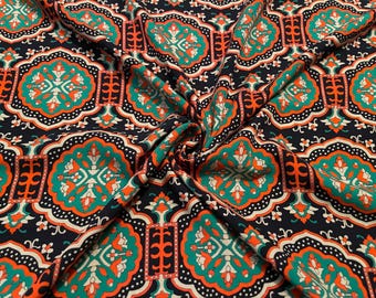 Rayon Challis Fabric Medallions Print 3 Yards