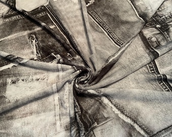 Stretch Mesh Fabric Denim Pattern