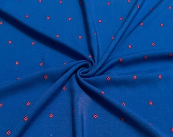 Rayon Challis Fabric Tiny Diamonds Print 2 Yards