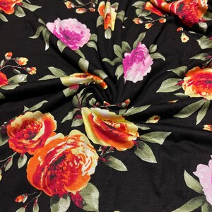 Stretch Rayon Jersey Knit Fabric Floral Pattern 2 Yards