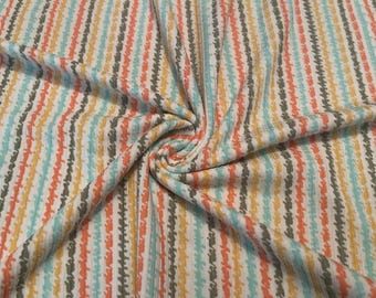 Knit Fabric: Stretch Ribbed Knit Multi Color Stripe Print 1-5/8 Yard