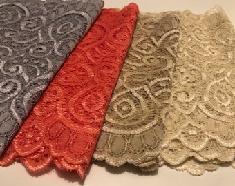 Stretch Lace Trim Arabesque Scalloped Design 7" Width