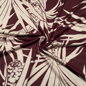 Soft Brushed Stretch Knit Abstract Leaves Pattern 1 Yard