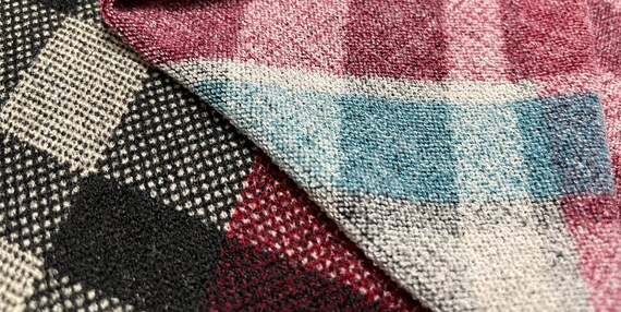 Sweater Knit Fabric Diagonal Plaid Stripes Pattern 1 Yard Etsy