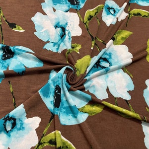 Polyester Spandex Knit Fabric Floral Print 2 Yards