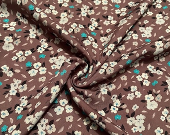 Rayon Challis Fabric Florals Leaves Print 2-Yards