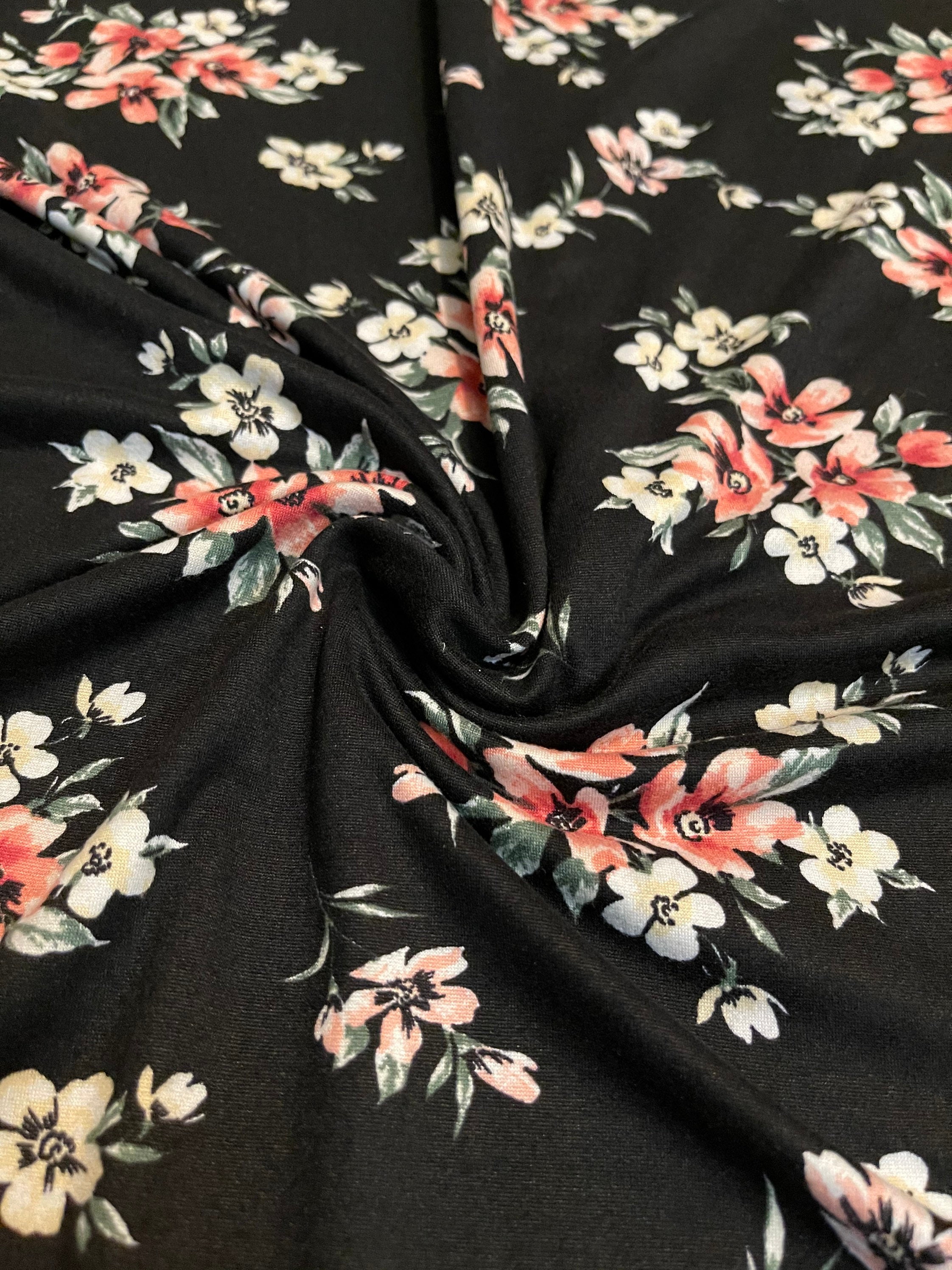 Soft Brushed Stretch Knit Floral Print 1 Yard - Etsy Soft Brushed Stretch Knit Floral Print 1 Yard - Etsy