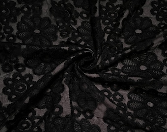 Embroidered Lace Fabric Floral Medallions Pattern 1-Yard