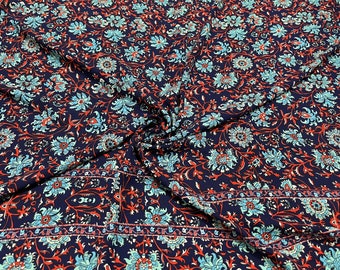 Wool Dobby Fabric Floral Print 2-1/2 Yards