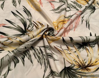 Rayon Challis Fabric Leaves Print 2 Yards