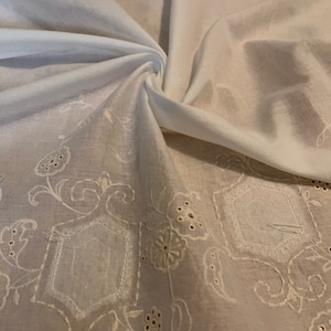 Voile Double Border Embroidered Eyelet Fabric 1 Yard