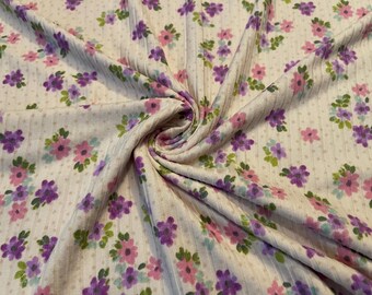 Knit Fabric: Ribbed Knit Fabric Florals Print 1 Yard