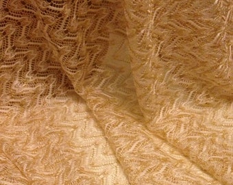 Crochet Design Lace Fabric with Gold Metallic 1.5 Yards