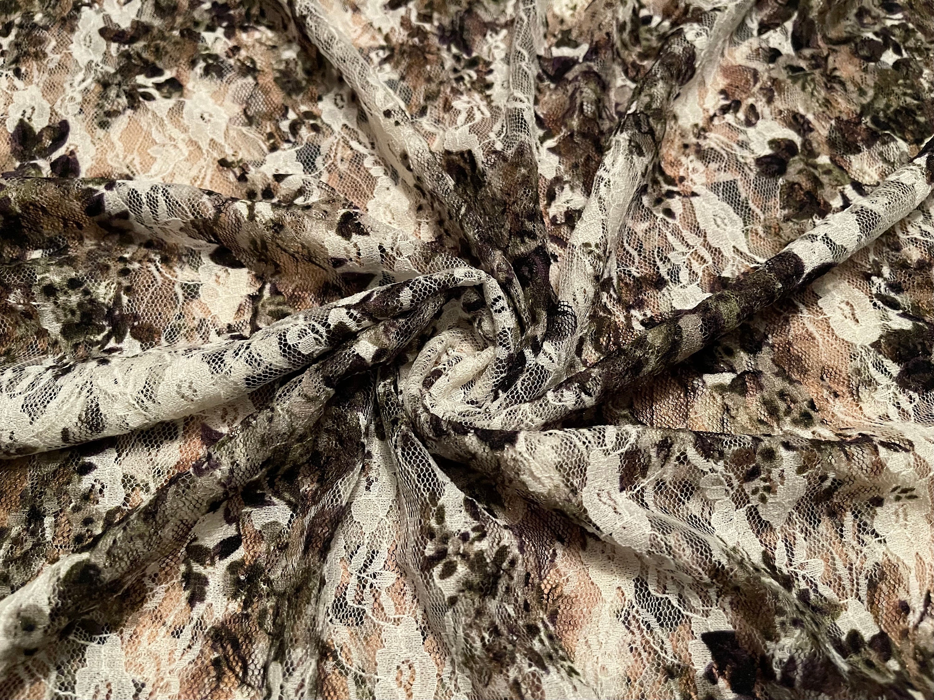 Stretch Lace Fabric Floral Design 1 Yard