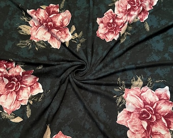 Soft Brushed Stretch Knit Floral Pattern 1 Yard