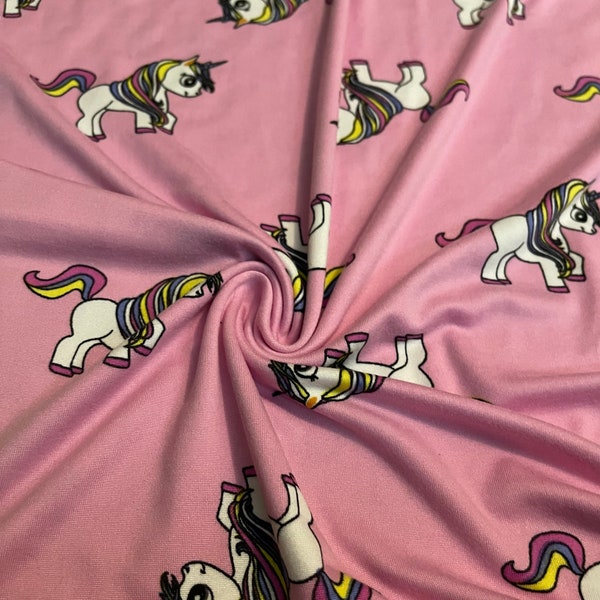 Soft Brushed Stretch  Knit Unicorn Print 1-Yard