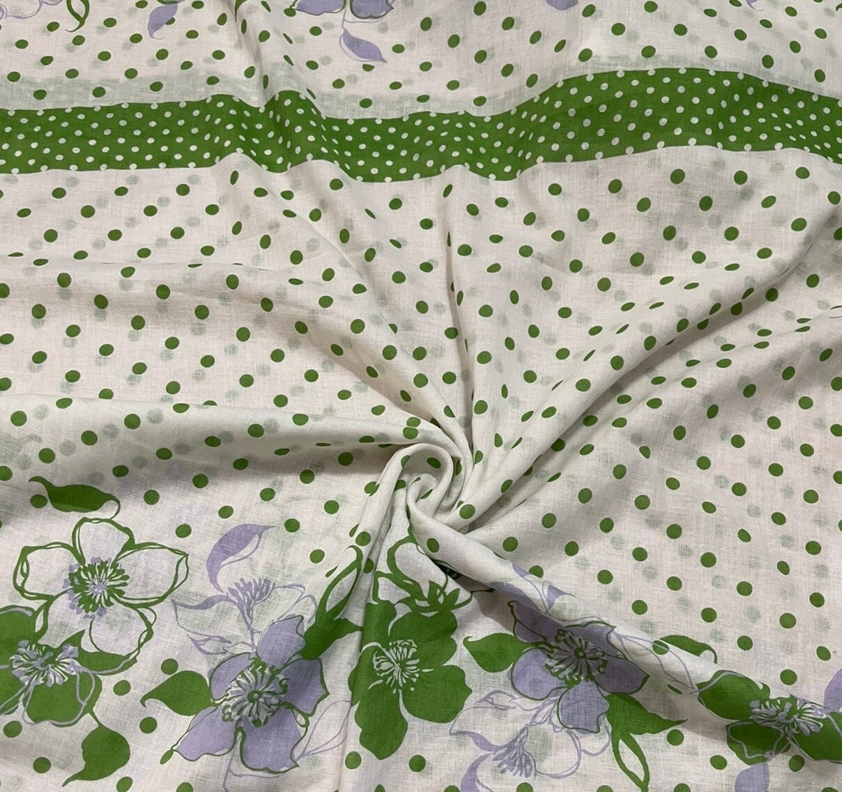Voile Fabric Floral Polka Dot Pattern 2 Yards