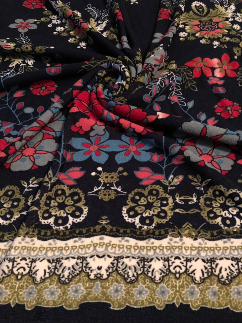 Stretch Polyester Knit Double Border Print