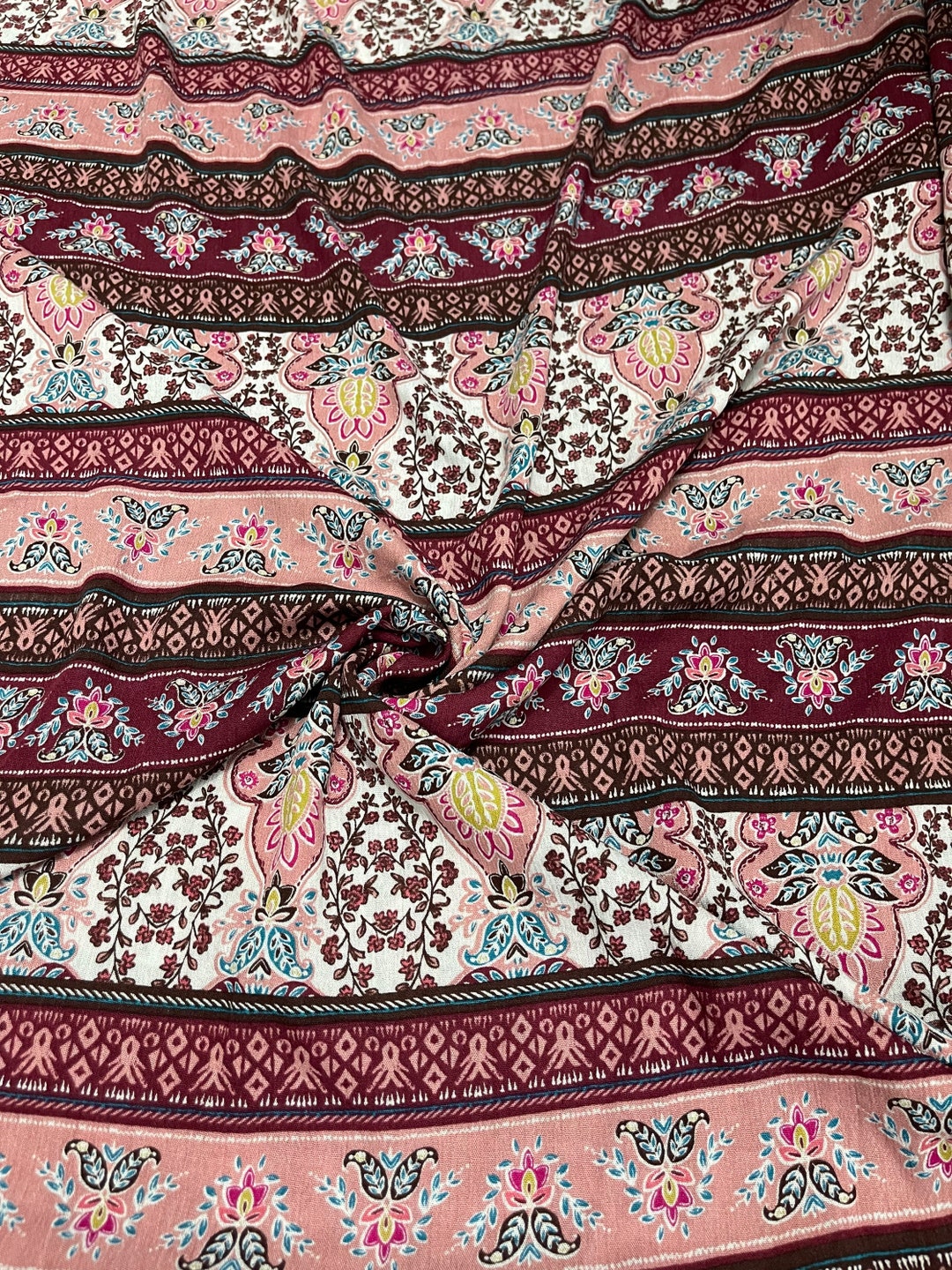 Rayon Gauze Fabric BOHO Floral Print 2 Yards Etsy