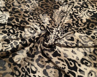 Stretch Polyester Fabric Abstract Cheetah Print 3 Yards