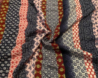Rayon Gauze Fabric BOHO Stripe Print 3.5 Yards