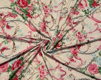 Stretch Polyester ITY Venezia Floral Chains Print 3 Yards