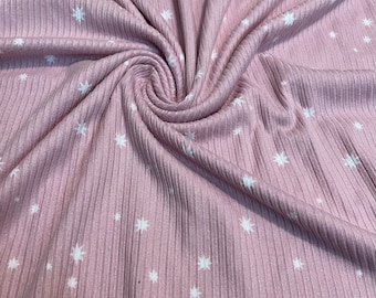Knit Fabric: Ribbed Knit Fabric  1-Yard Mini Stars Print