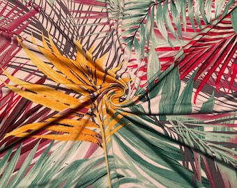 Stretch Polyester Venezia Multi Color Leaves