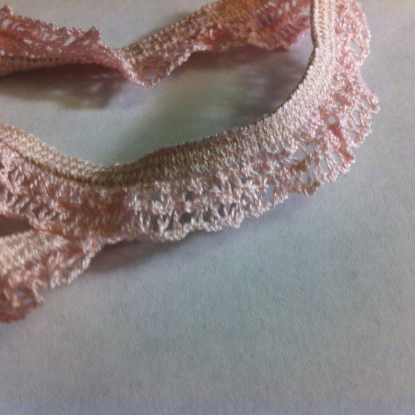 5 1/2 Yard Pink CROCHET RUFFLE EDGE Elastic