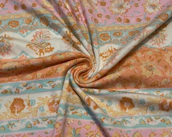 Spandex Polyester Lycra Fabric Floral Stripe Print 1-Yard