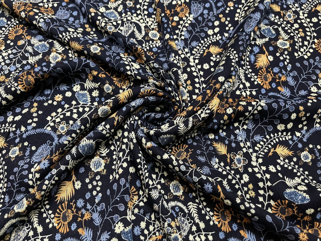 Rayon Gauze Fabric BOHO Leaves Pattern 2 Yards Etsy