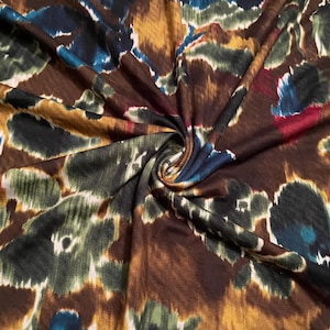 Soft Brushed Stretch Knit Fabric Floral Water Color Print 1Yard