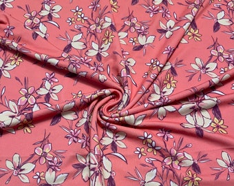 Stretch Crepe Knit Fabric Floral Pattern 2-5/8 Yards