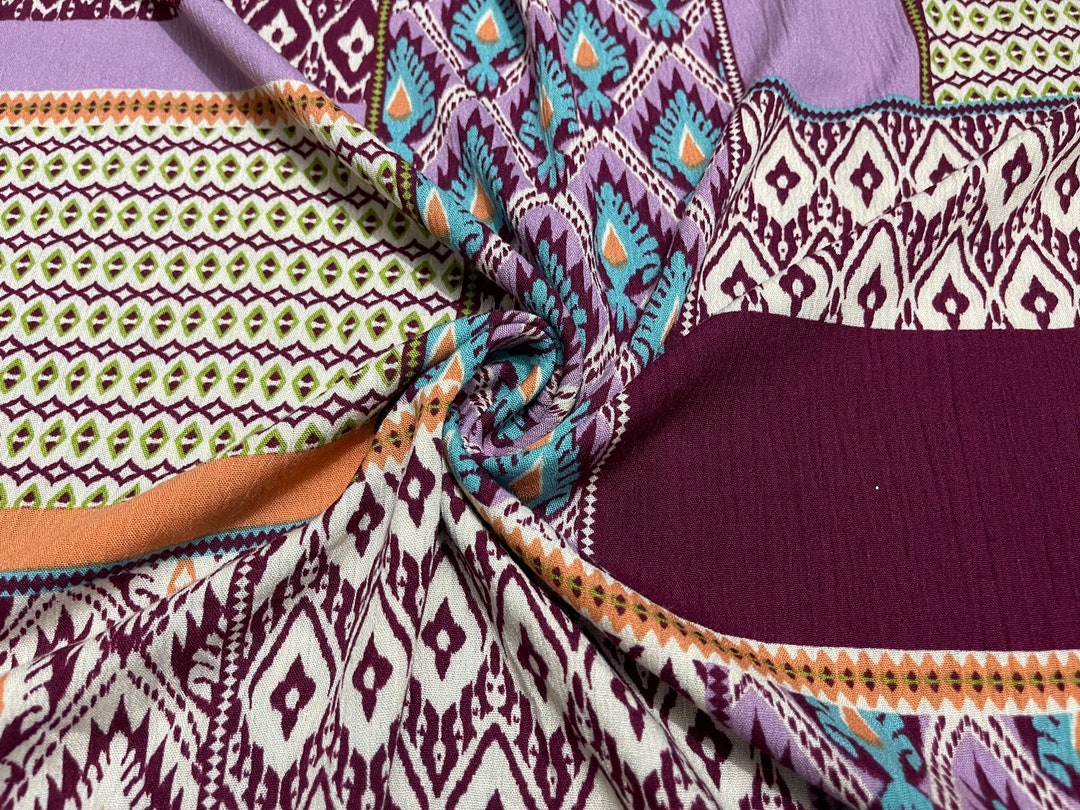 Rayon Gauze Fabric BOHO Patchwork Print 2yards Etsy