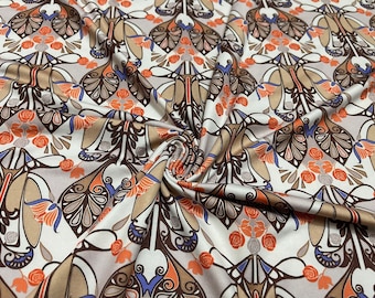 Polyester Spandex Knit Fabric Damask Print 1-1/4 Yard