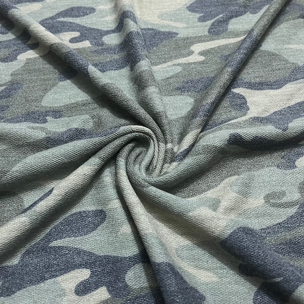 French Terry Knit Fabric Camo Pattern 1 Yard