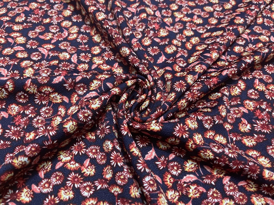 Stretch Crepe Knit Fabric Mini Florals Pattern 11/2 Yard Etsy