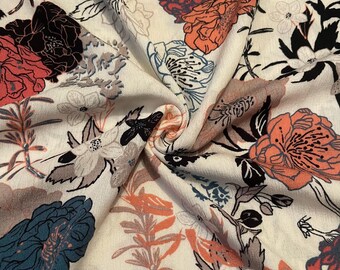 Rayon Gauze Fabric Florals Print 2 Yards