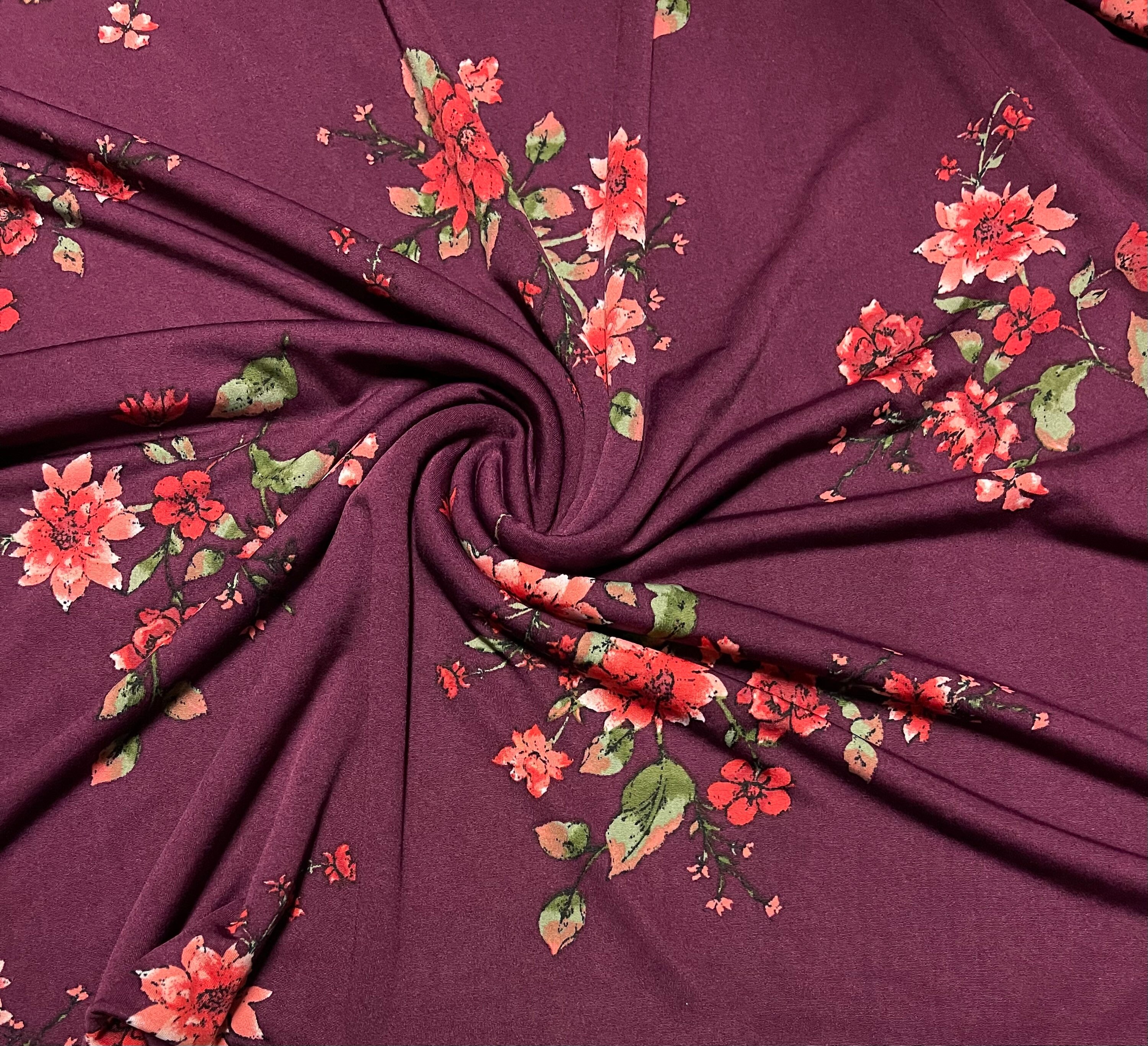 Stretch polyester lycra/jersey large floral dress fabric  £5.50/m 1.40m/55” wide 