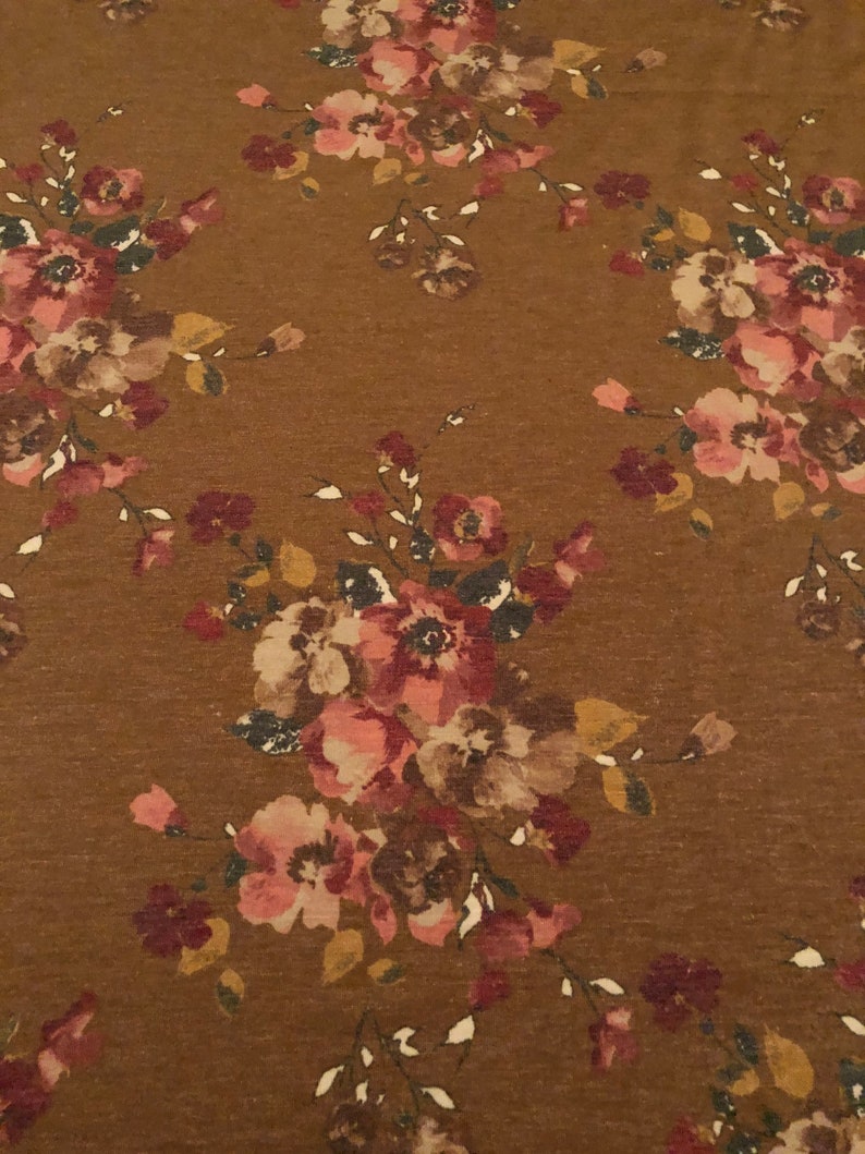Knit Fabric Jersey Knit Floral Pattern 1 Yard