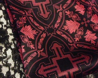 Gothic Print Charmeuse Fabric 2 Yards