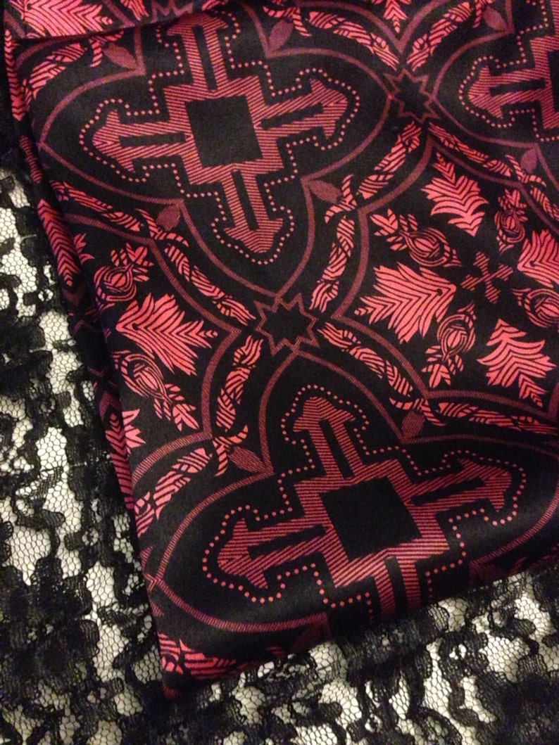 Gothic Print Charmeuse Fabric 2 Yards Etsy