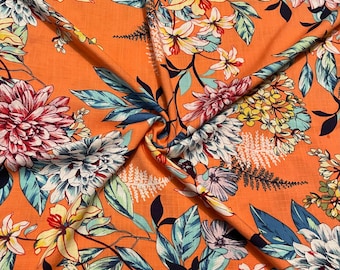 Woven Polyester Blend Floral Print 2 Yards
