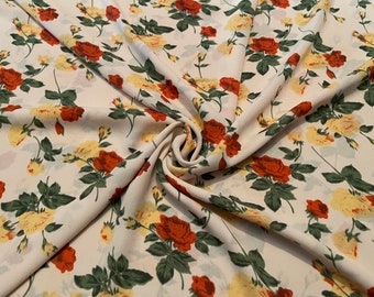 Wool Dobby  Fabric Floral Print  3 Yards