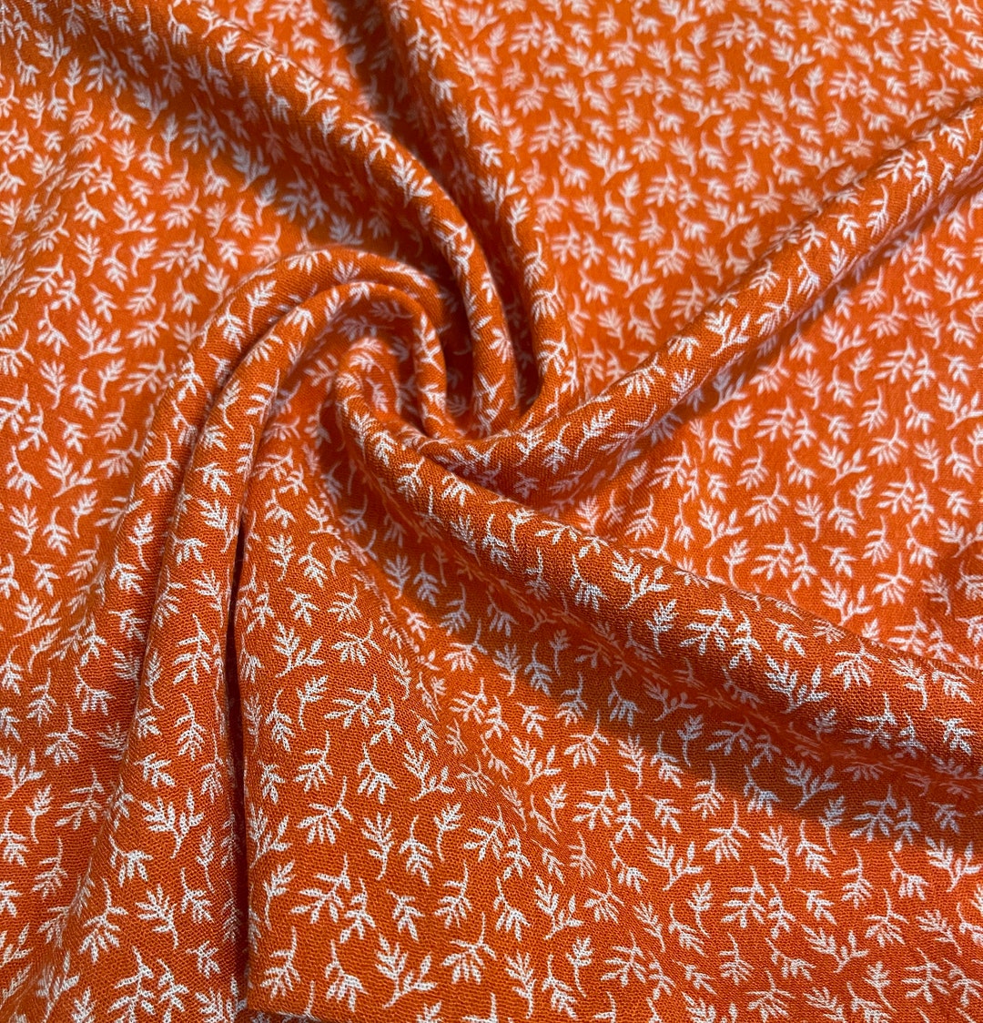 Rayon Gauze Fabric Tiny Leaves Print 2 Yards Etsy