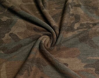 French Terry Knit Fabric Camo Pattern 1 Yard