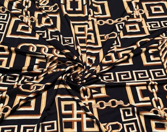 Stretch Polyester ITY Chains Print 2.5 Yards