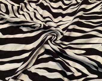 Rayon Challis Fabric Zebra Print 2 Yards
